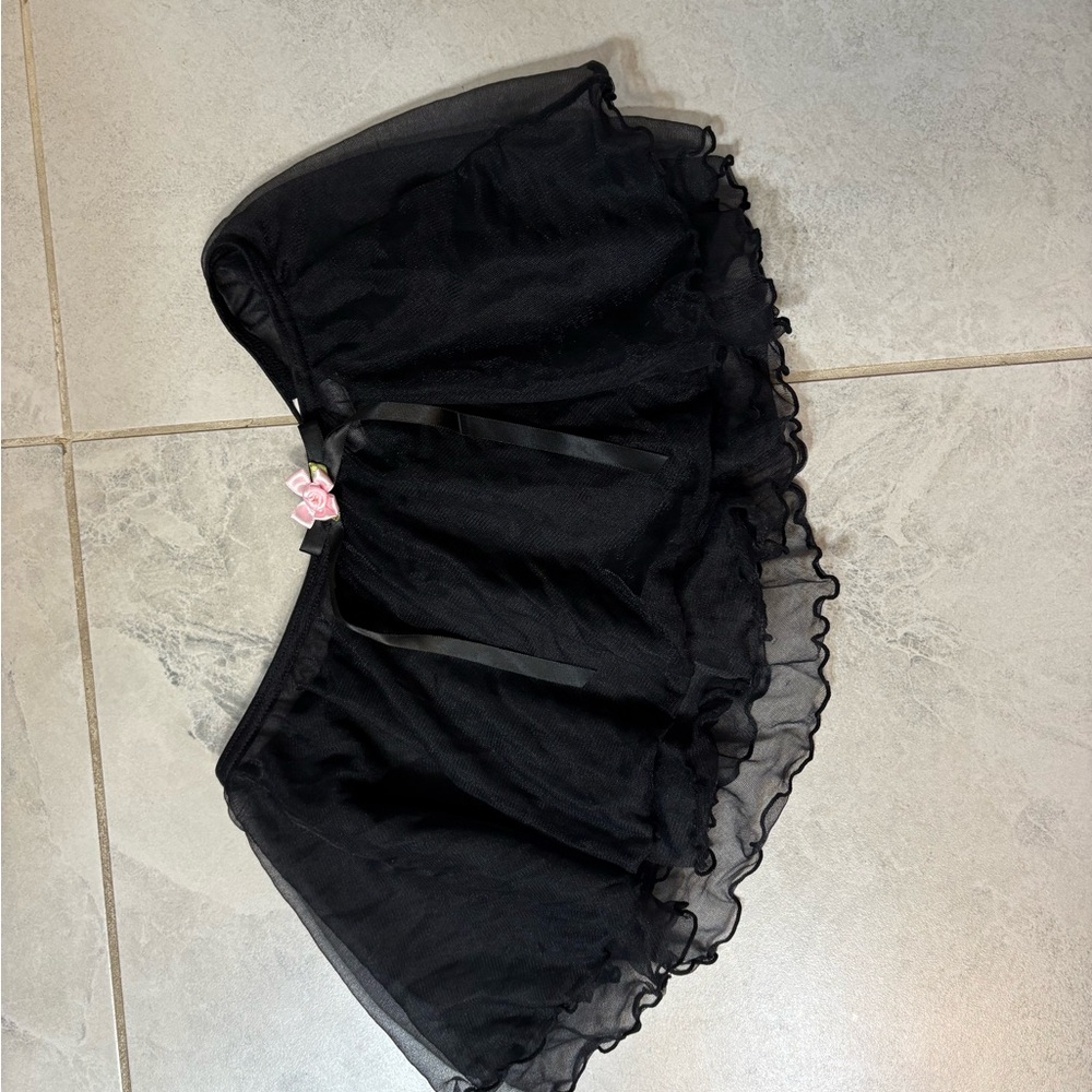 Black Sheer Ruffled Skirt
